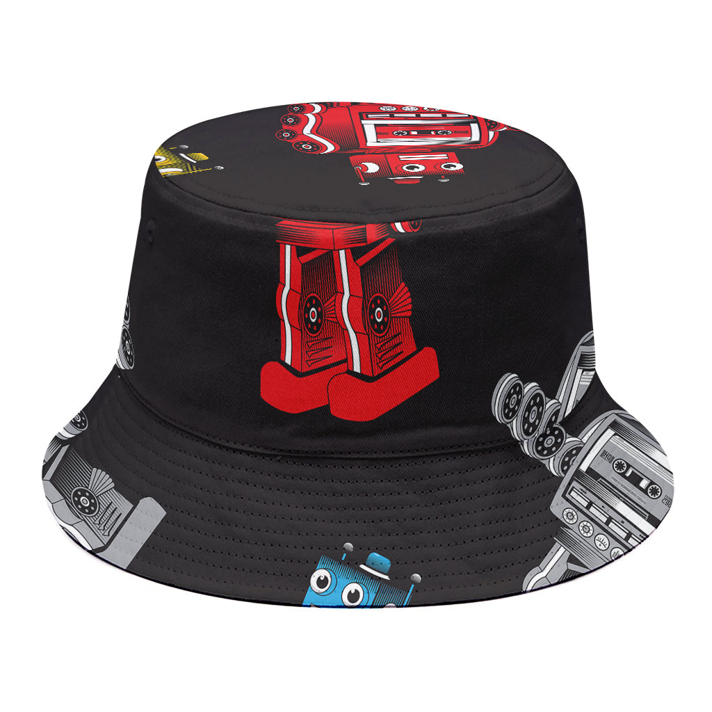 Vintage Robot Pattern Print Bucket Hat