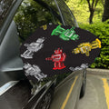 Vintage Robot Pattern Print Car Side Mirror Covers