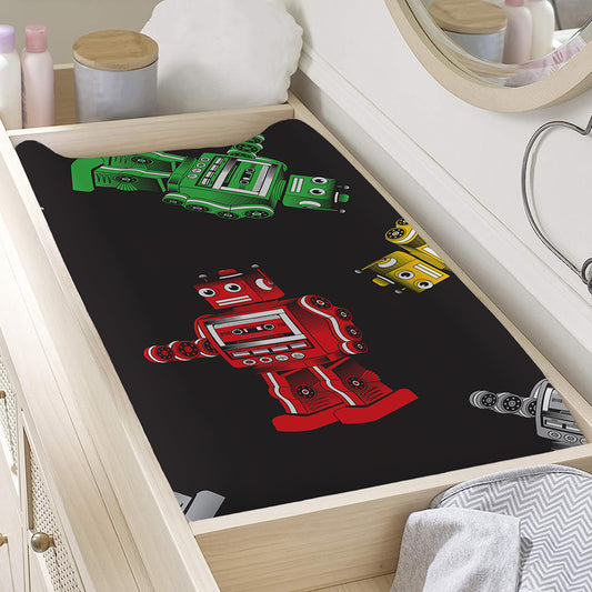 Vintage Robot Pattern Print Changing Pad Cover