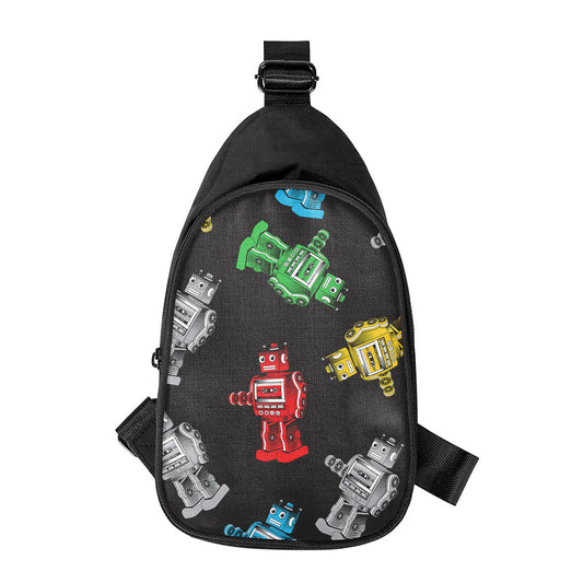 Vintage Robot Pattern Print Chest Bag