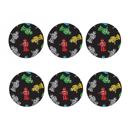 Vintage Robot Pattern Print Coaster Set