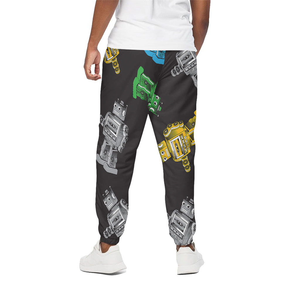 Vintage Robot Pattern Print Cotton Pants