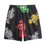 Vintage Robot Pattern Print Cotton Shorts