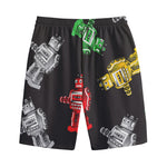 Vintage Robot Pattern Print Cotton Shorts