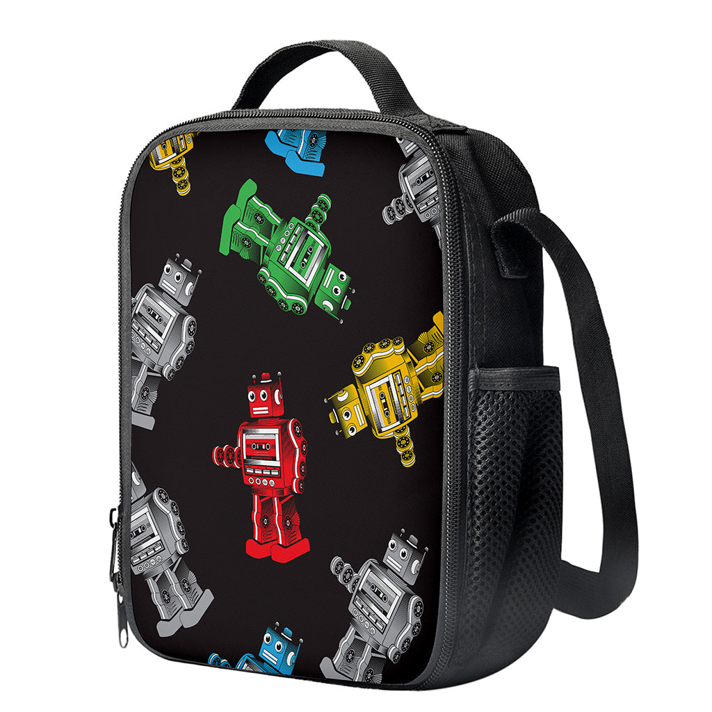 Vintage Robot Pattern Print Crossbody Lunch Bag