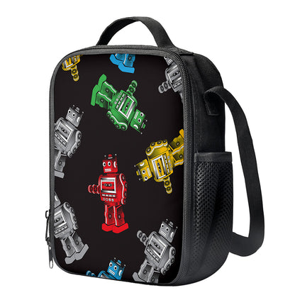 Vintage Robot Pattern Print Crossbody Lunch Bag