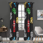 Vintage Robot Pattern Print Curtain