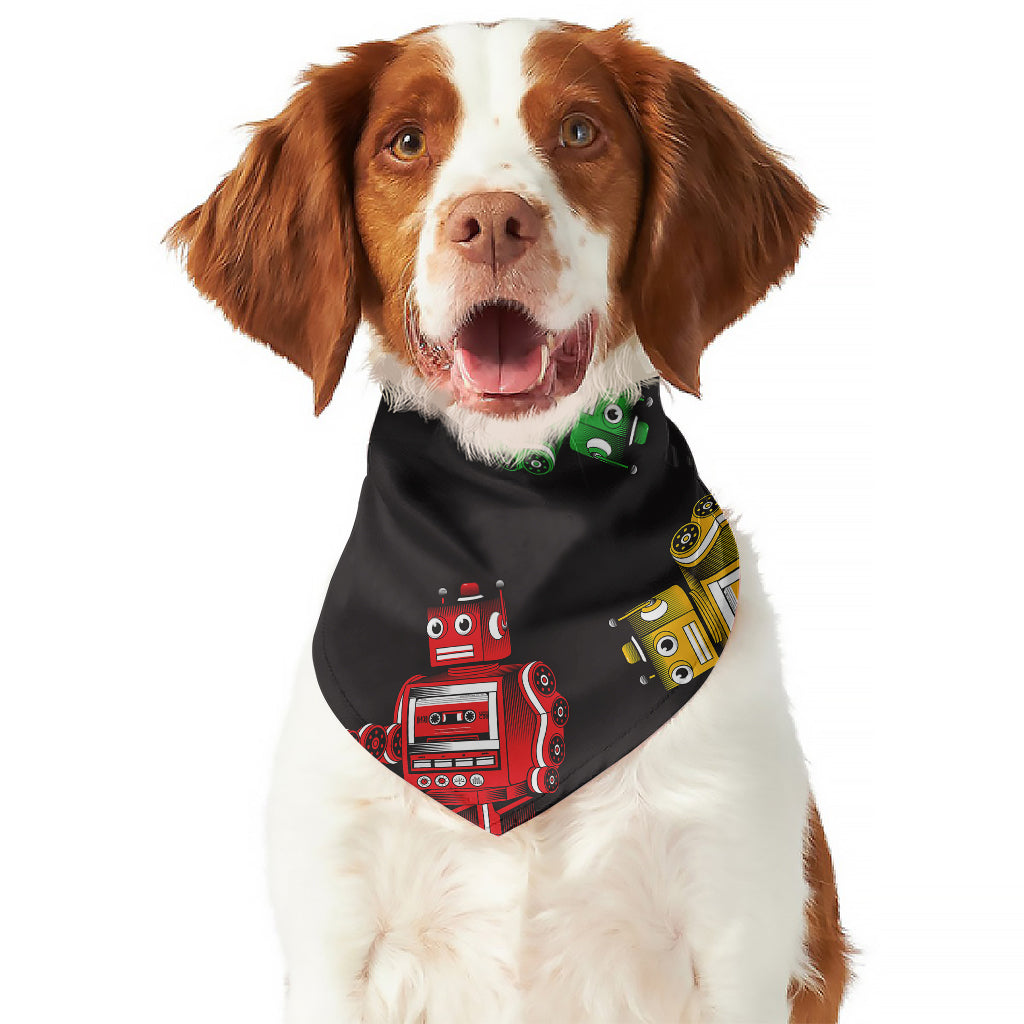 Vintage Robot Pattern Print Dog Bandana