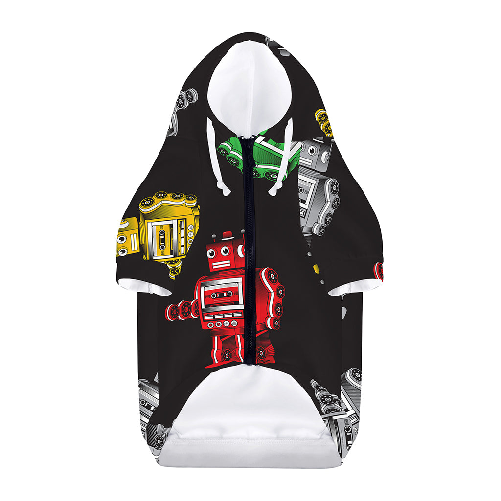 Vintage Robot Pattern Print Dog Zip Up Hoodie