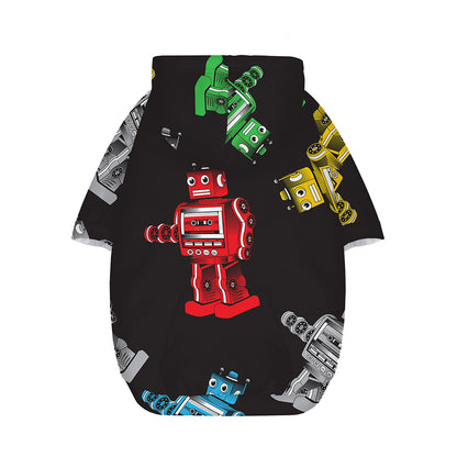 Vintage Robot Pattern Print Dog Zip Up Hoodie