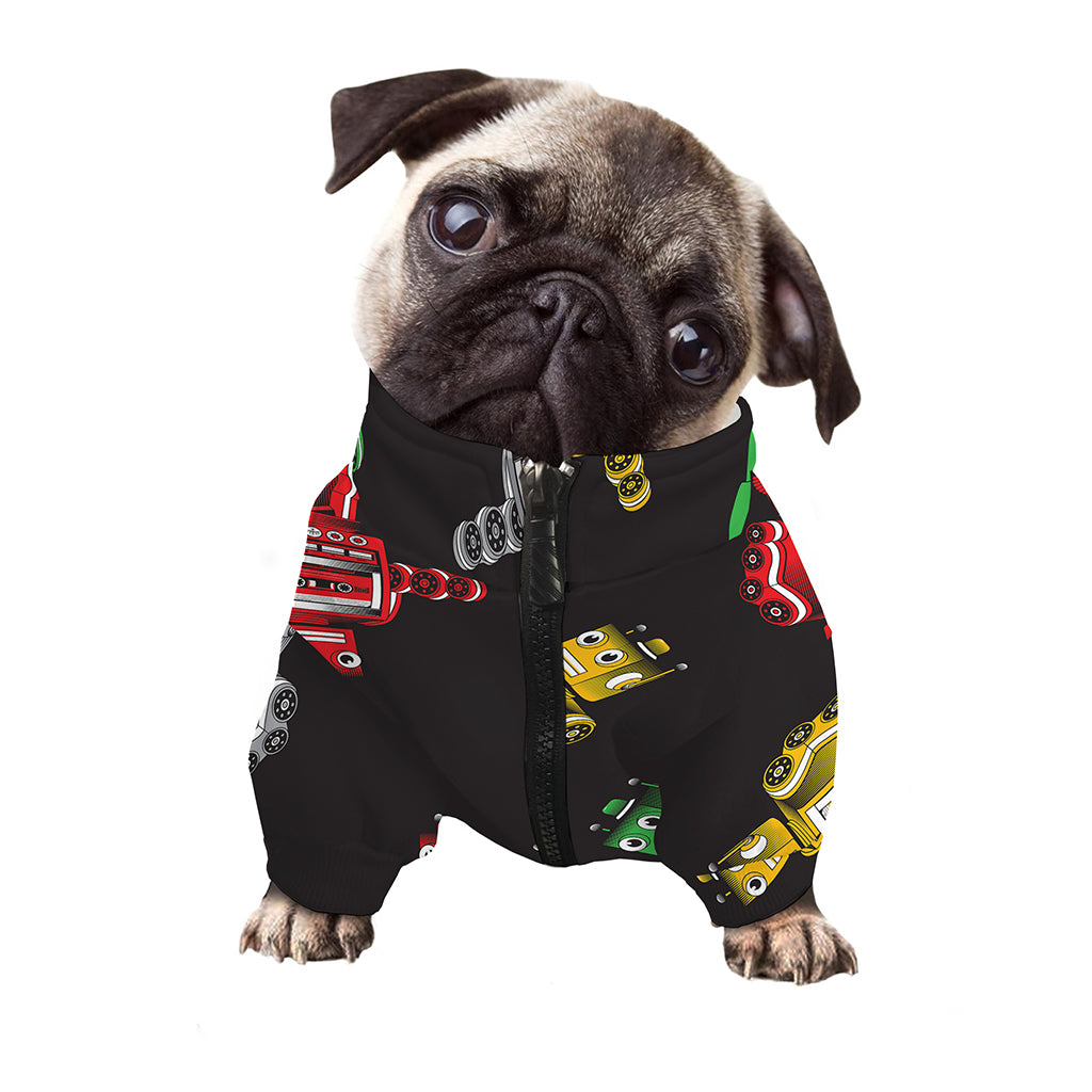 Vintage Robot Pattern Print Dog Zip Up Jacket
