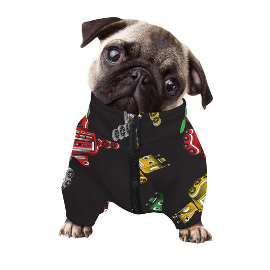 Vintage Robot Pattern Print Dog Zip Up Jacket