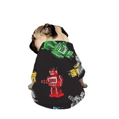 Vintage Robot Pattern Print Dog Zip Up Jacket