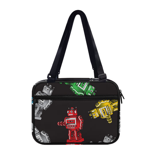 Vintage Robot Pattern Print Double Strap Bible Bag
