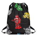 Vintage Robot Pattern Print Drawstring Backpack