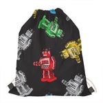 Vintage Robot Pattern Print Drawstring Bag
