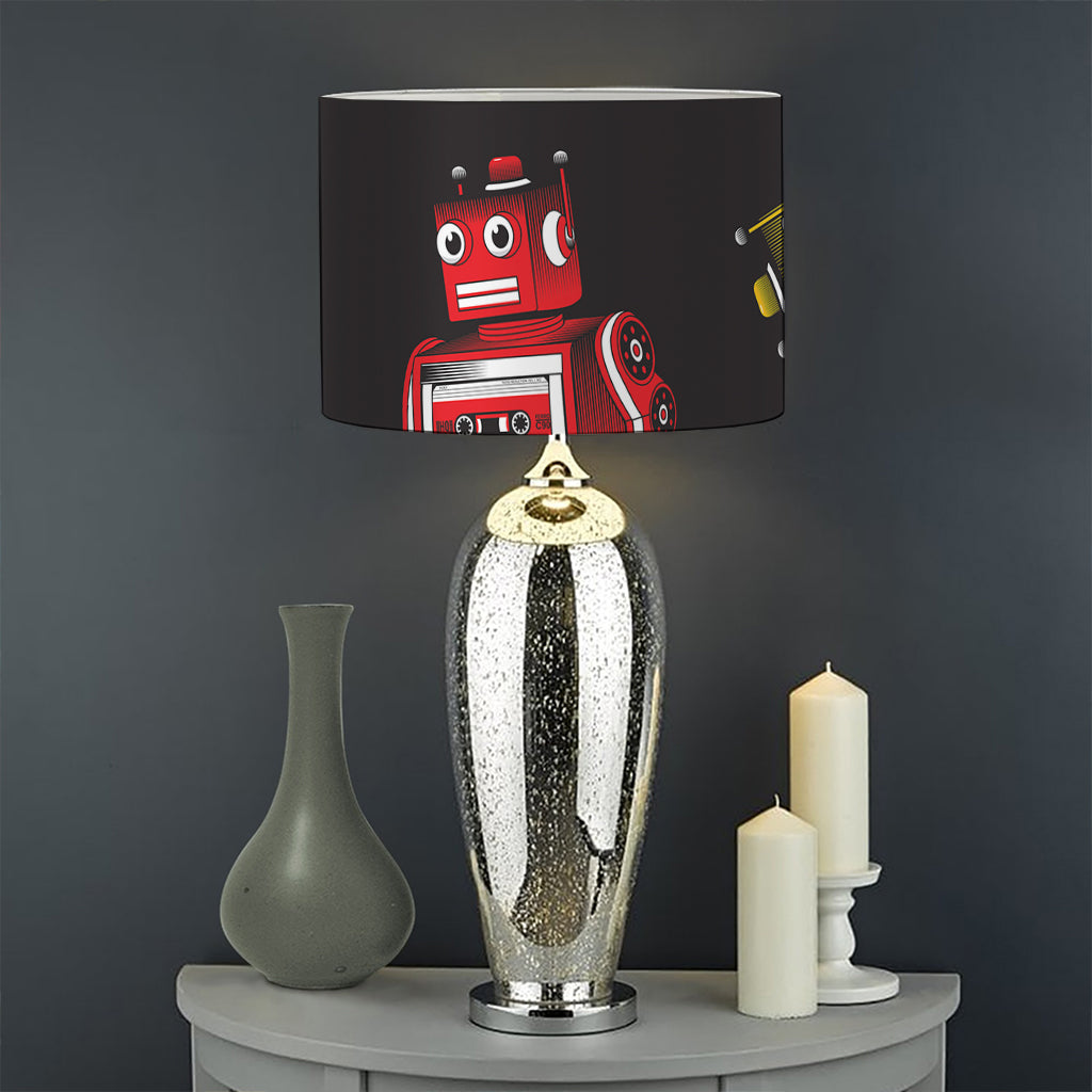 Vintage Robot Pattern Print Drum Lamp Shade