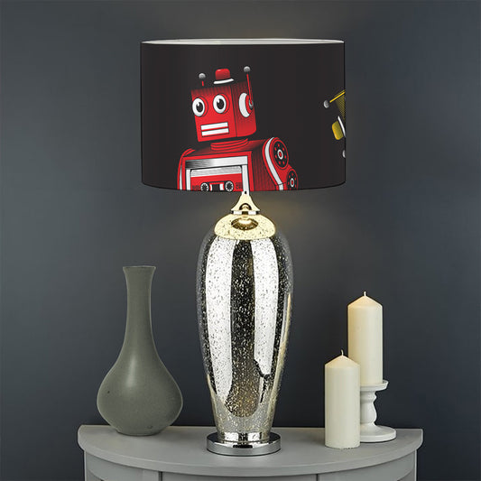 Vintage Robot Pattern Print Drum Lamp Shade