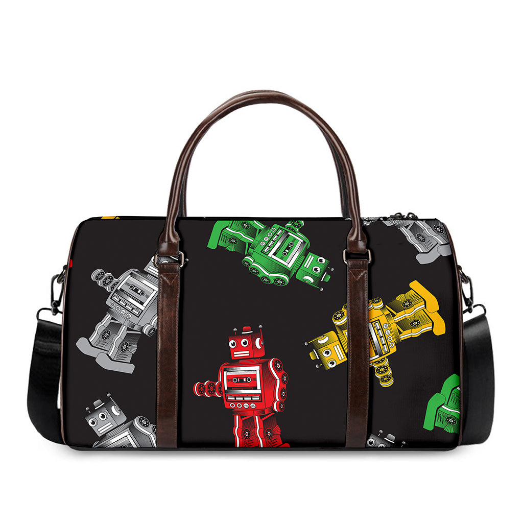 Vintage Robot Pattern Print Duffle Bag