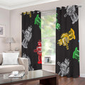 Vintage Robot Pattern Print Extra Wide Grommet Curtains