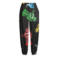 Vintage Robot Pattern Print Fleece Lined Knit Pants
