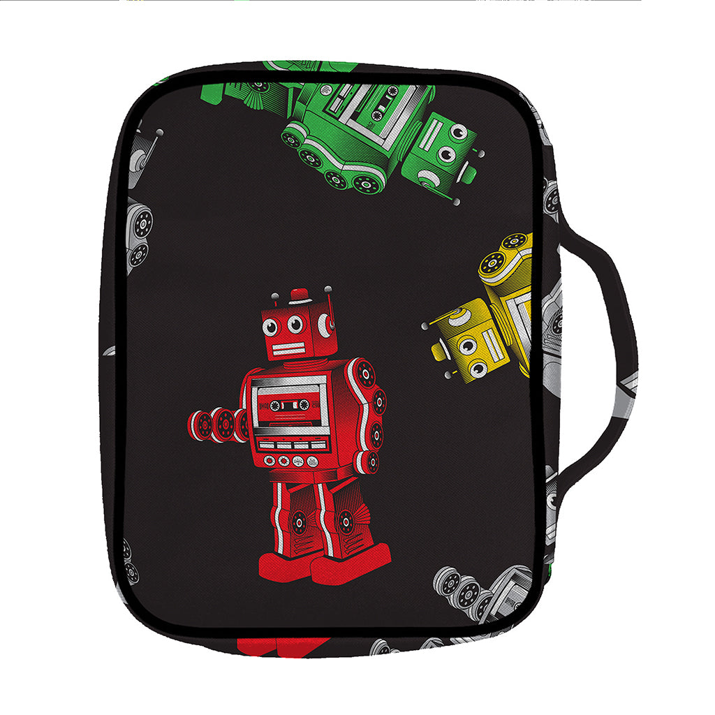 Vintage Robot Pattern Print Front Pocket Bible Bag