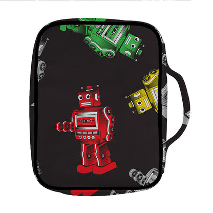 Vintage Robot Pattern Print Front Pocket Bible Bag