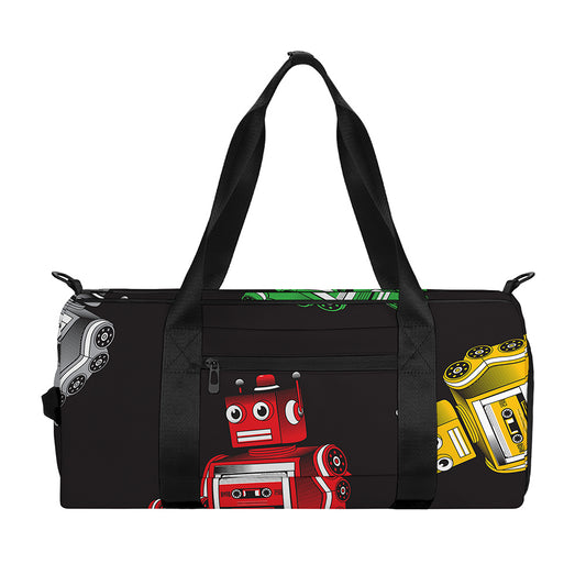 Vintage Robot Pattern Print Gym Bag