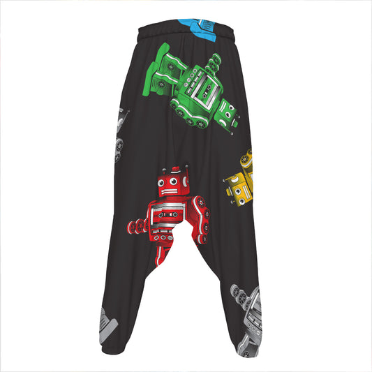 Vintage Robot Pattern Print Hammer Pants