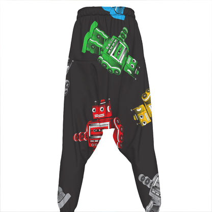 Vintage Robot Pattern Print Hammer Pants