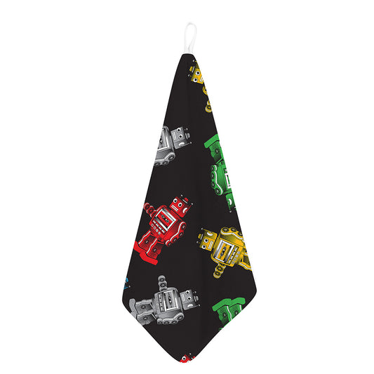 Vintage Robot Pattern Print Hand Towel