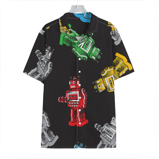 Vintage Robot Pattern Print Hawaiian Shirt