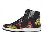 Vintage Robot Pattern Print High Top Leather Sneakers