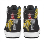 Vintage Robot Pattern Print High Top Leather Sneakers
