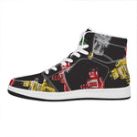 Vintage Robot Pattern Print High Top Leather Sneakers