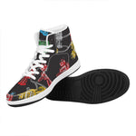 Vintage Robot Pattern Print High Top Leather Sneakers