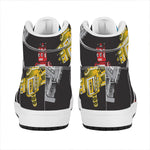 Vintage Robot Pattern Print High Top Leather Sneakers