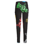 Vintage Robot Pattern Print High-Waisted Pocket Leggings