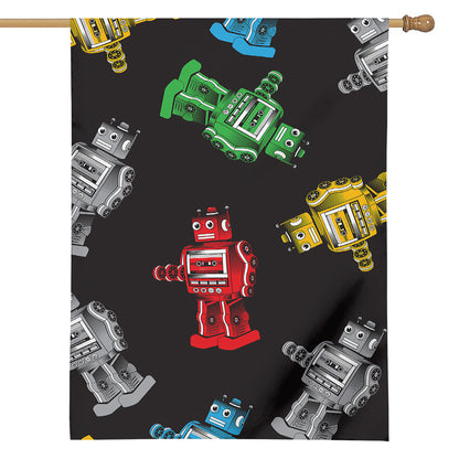 Vintage Robot Pattern Print House Flag