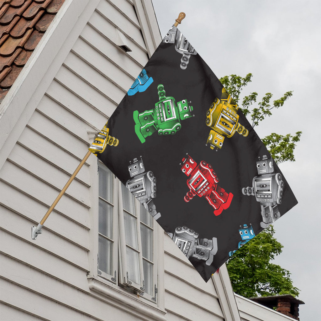 Vintage Robot Pattern Print House Flag