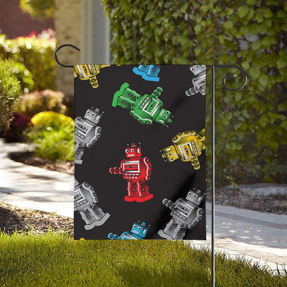 Vintage Robot Pattern Print House Flag