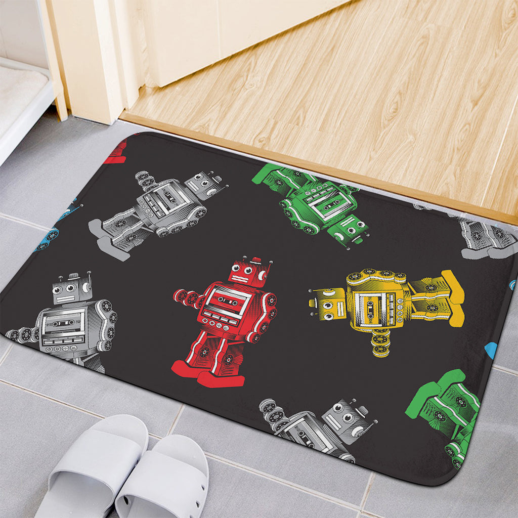 Vintage Robot Pattern Print Indoor Door Mat