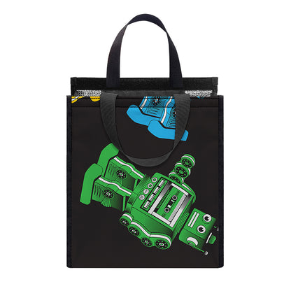 Vintage Robot Pattern Print Insulated Lunch Tote