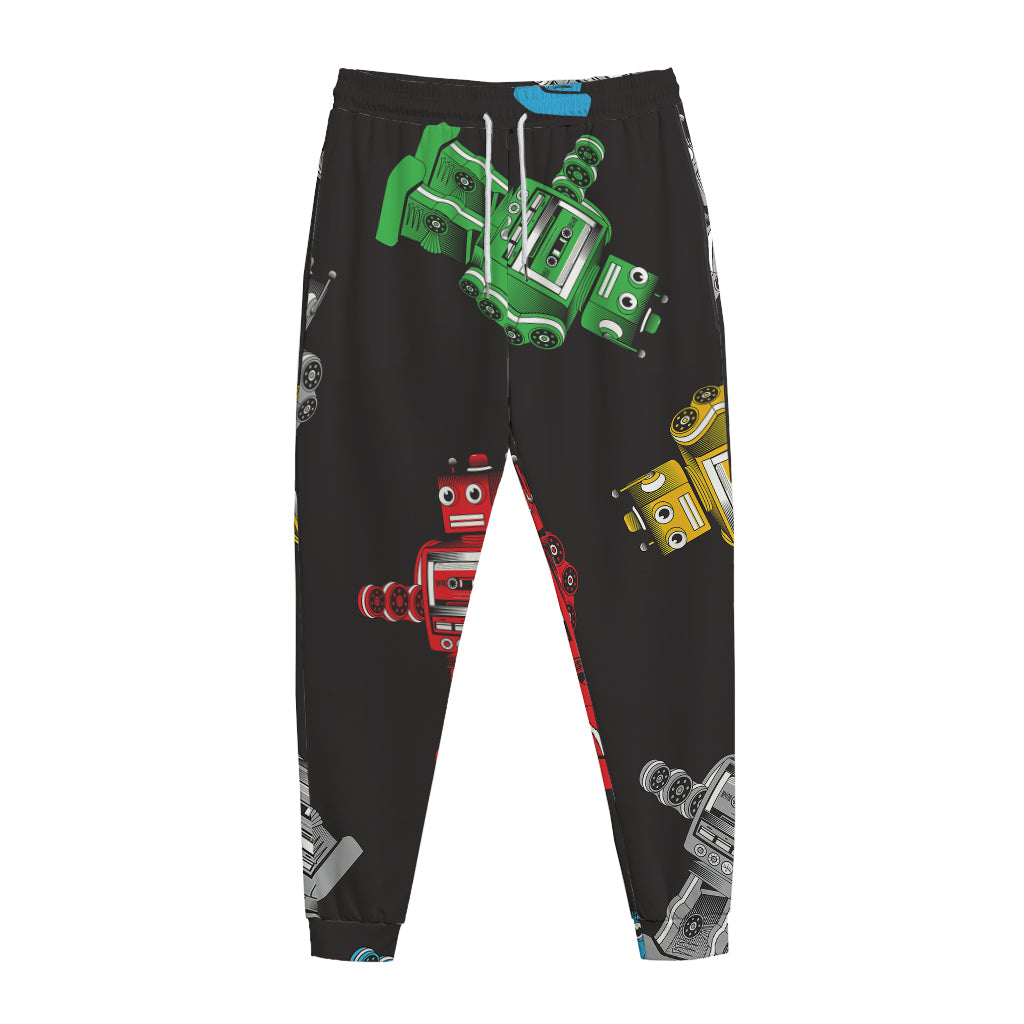 Vintage Robot Pattern Print Jogger Pants