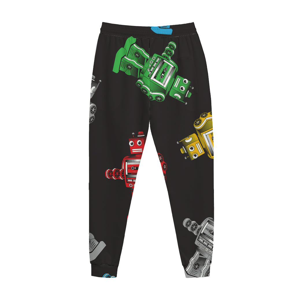 Vintage Robot Pattern Print Jogger Pants