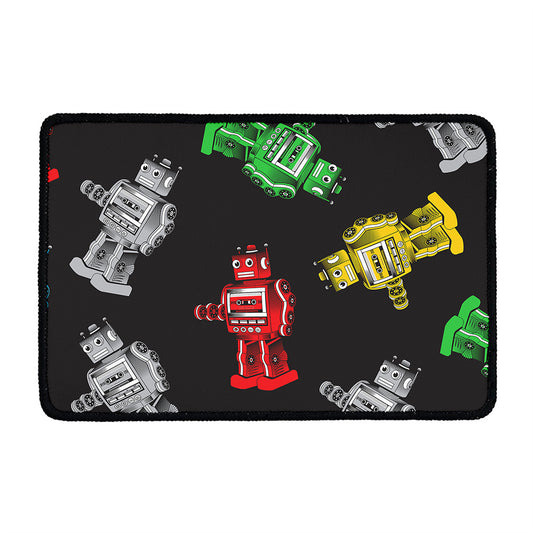 Vintage Robot Pattern Print Kitchen Mat