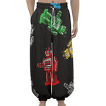 Vintage Robot Pattern Print Lantern Pants