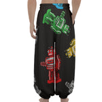Vintage Robot Pattern Print Lantern Pants