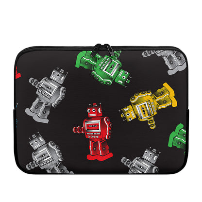 Vintage Robot Pattern Print Laptop Sleeve