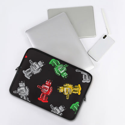 Vintage Robot Pattern Print Laptop Sleeve